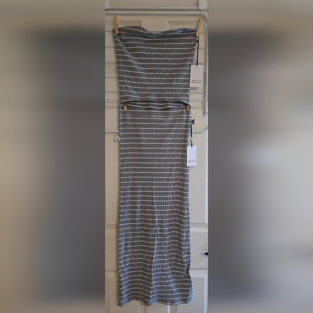 Brunette the Label ribbed crop top and skirt set, size S/M